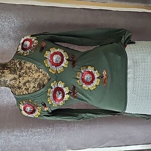 NWOT Joystick by Johnny Was Handstitched VINTAGE Embroidered Sequin Long Sleeve